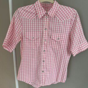 Cacharel Pink and White Checkered Button Up
